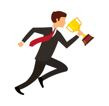 Kupa ile işadamı çalışan avatar