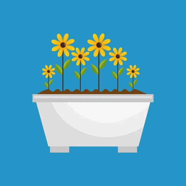 Garden cute flowers icon — Stock Vector