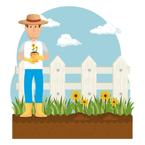 Jardinero avatar carácter icono — Vector de stock