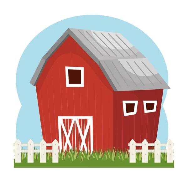 Gebouw stabiele boerderij geïsoleerd pictogram — Stockvector