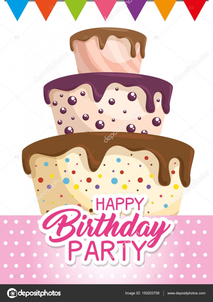 Carta Di Torta Buon Compleanno Vettoriali Stock