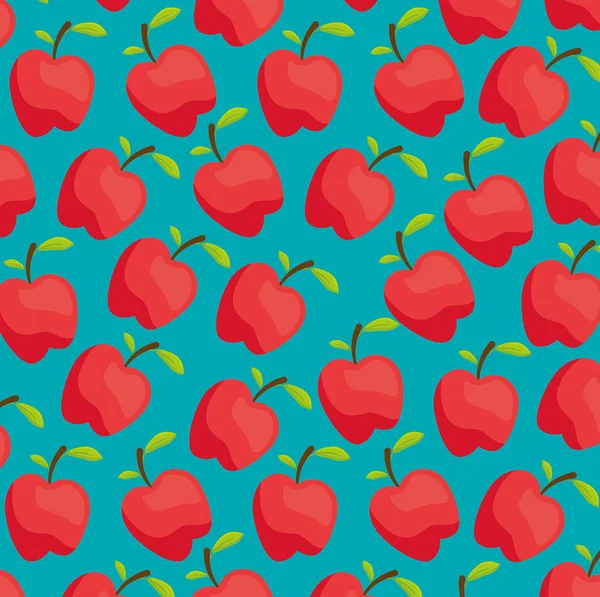 Apples pattern fresh fruit icon — Stock Vector
