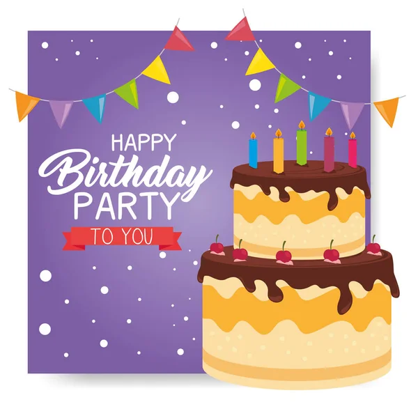 Tarjeta de pastel de cumpleaños feliz — Vector de stock