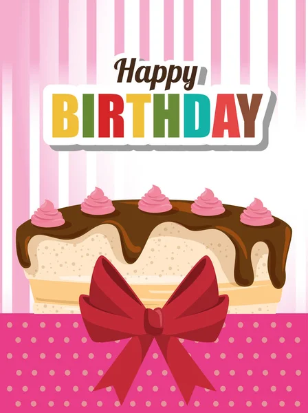 Feliz cartão de bolo de aniversário — Vetor de Stock
