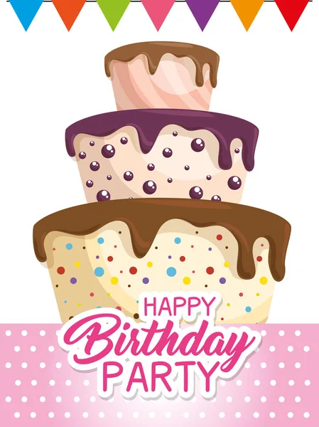 Tarjeta de pastel de cumpleaños feliz — Vector de stock