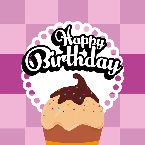 Happy birthday cupcake card — Stock Vector