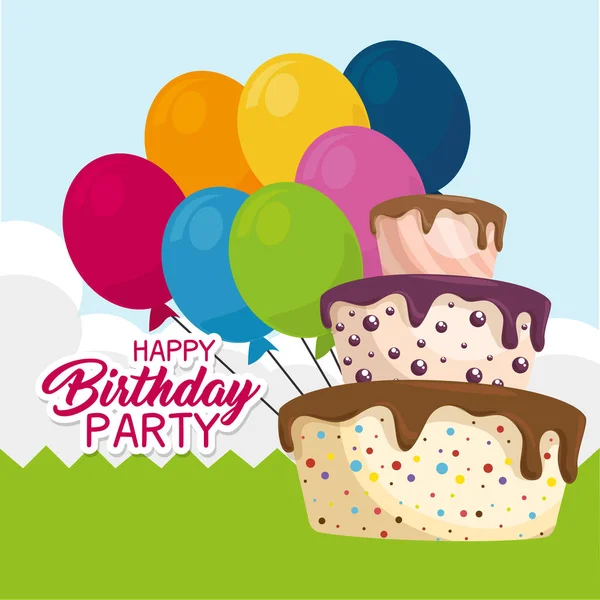 Торт с днем рождения — стоковый вектор