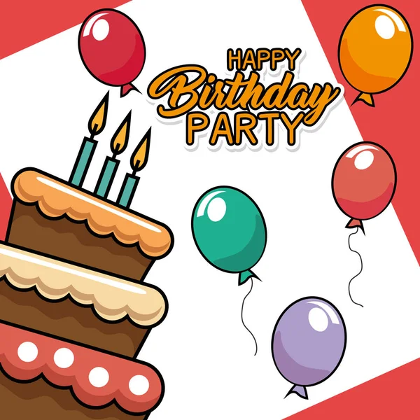 Tarjeta de pastel de cumpleaños feliz — Vector de stock