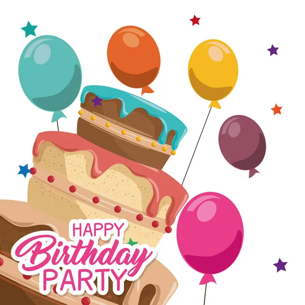 Happy birthday cake card — Stock Vector