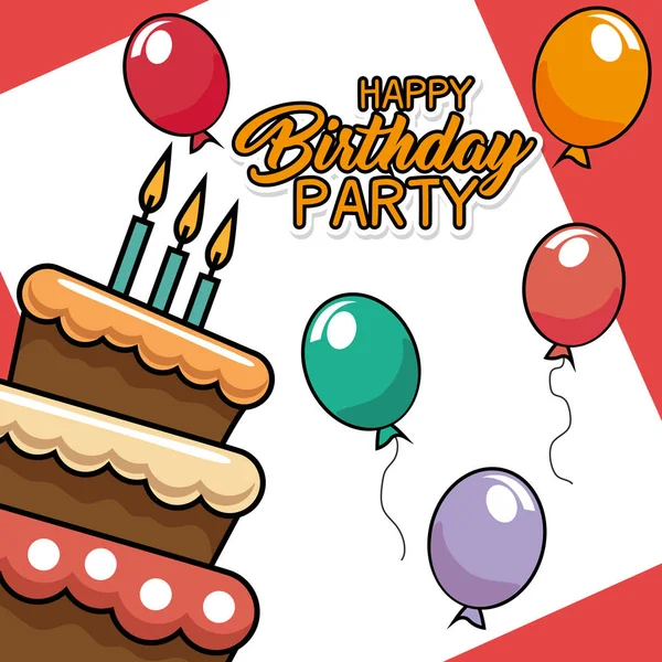 Happy birthday cake card — Stock Vector