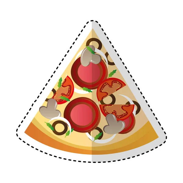 Délicieuse portion de pizza icône — Image vectorielle