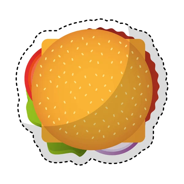 Вкусный бургер быстрого питания изолированный значок — стоковый вектор