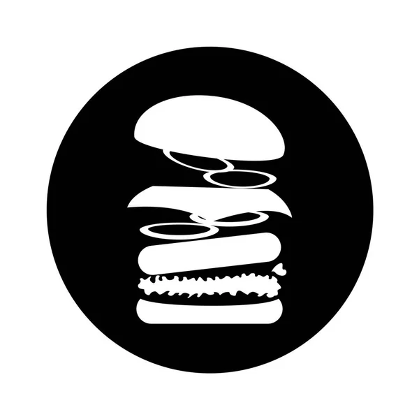 Delicioso hamburguesa comida rápida aislado icono — Vector de stock