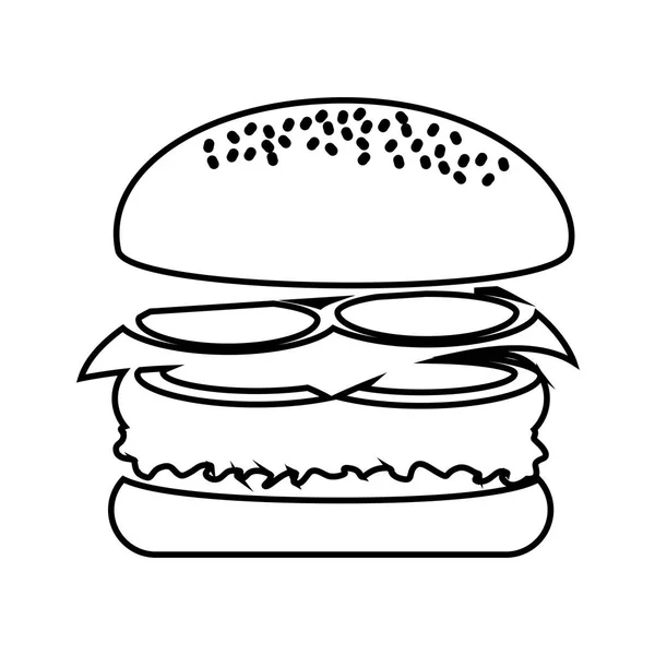 Delizioso hamburger fast food icona isolata — Vettoriale Stock