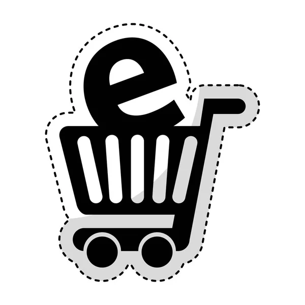 Warenkorb mit E-Commerce-Symbol — Stockvektor