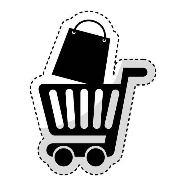 Kundvagn med shopping väska — Stock vektor