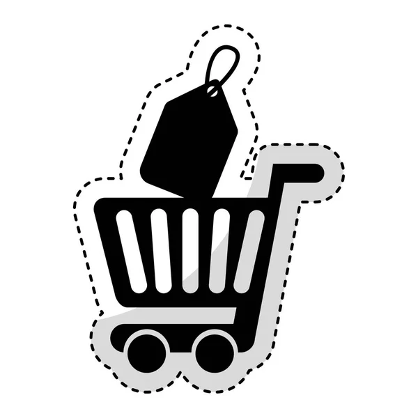 Shopping cart with commercial tag — Stock Vector