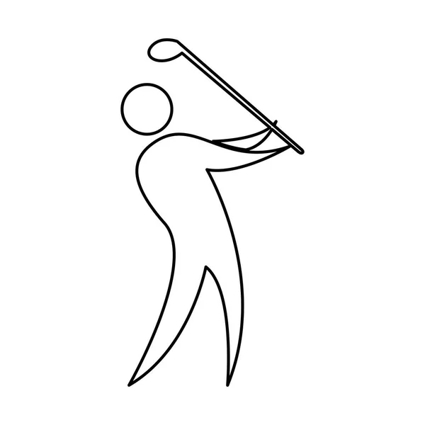 Golf játékos sziluettjét ikon — Stock Vector