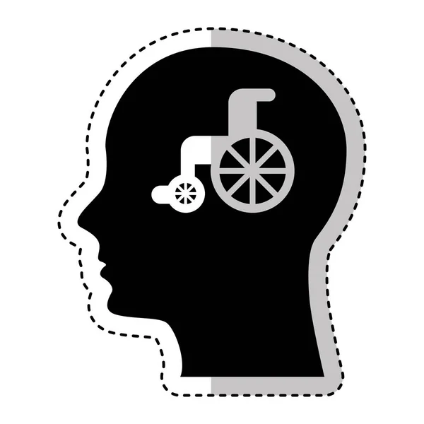 Profil humain avec fauteuil roulant — Image vectorielle