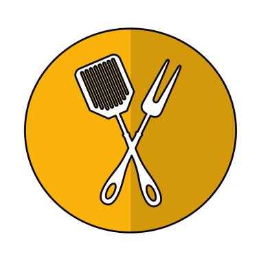 spatula ve çatal mutfak çatal bıçak izole simgesi