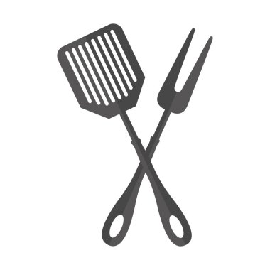 spatula ve çatal mutfak çatal bıçak izole simgesi