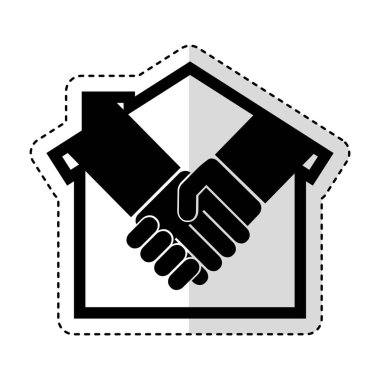 ev siluet el sıkışma izole simgesiyle