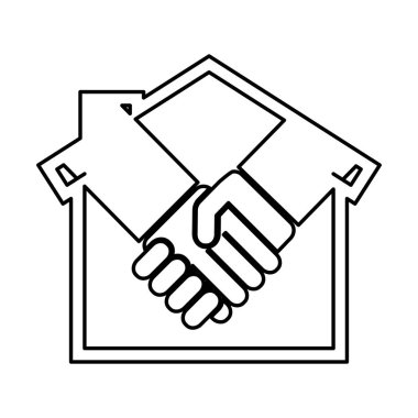 ev siluet el sıkışma izole simgesiyle