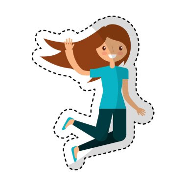 genç kadın karakter atlama