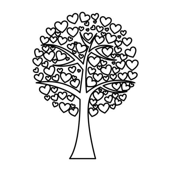 Ramas de plantas de árbol con icono del corazón — Vector de stock