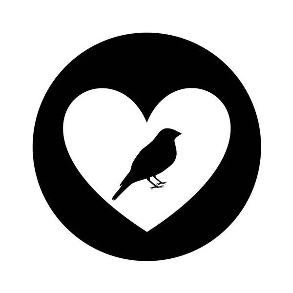 鳥とハートのロマンチックな — ストックベクタ