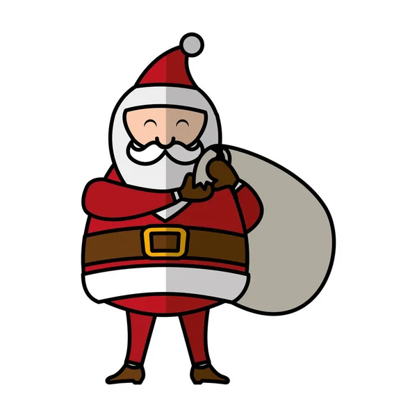 可爱的圣诞老人角色，礼品袋 — 图库矢量图片