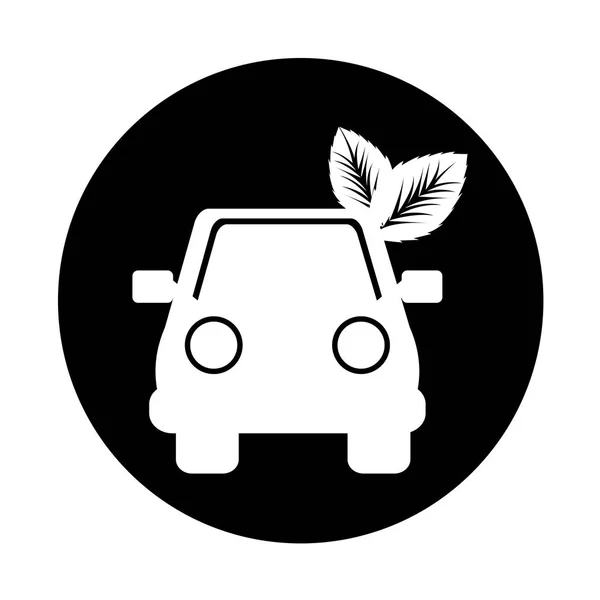 Car with leafs icon — Stock Vector