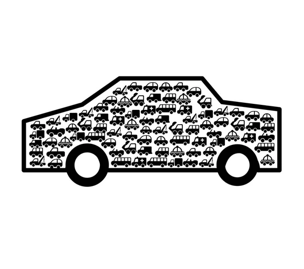 Car vehicle with vehicles silhouette — Stock Vector