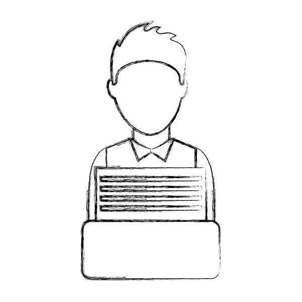 Homem de negócios escrevendo na máquina de escrever —  Vetores de Stock