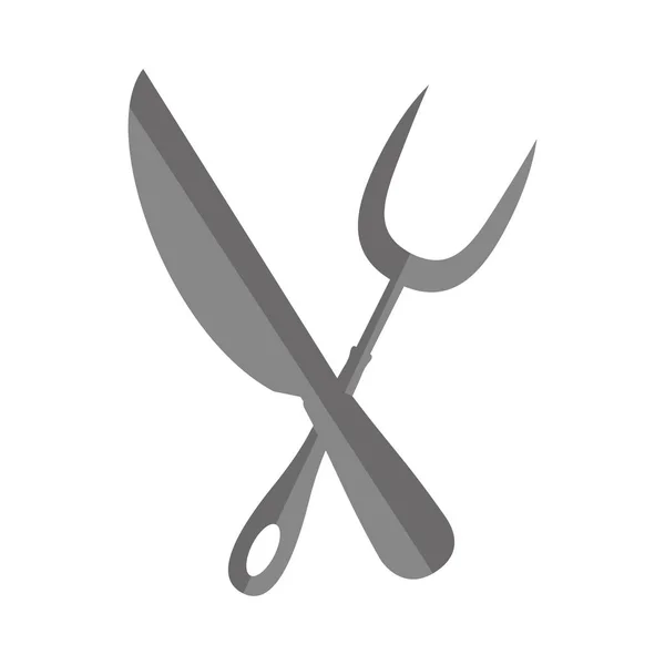 Messer und Gabel Küchenbesteck isolierte Ikone — Stockvektor