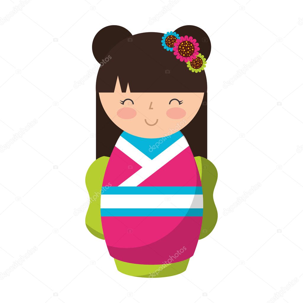 cute japanese doll icon