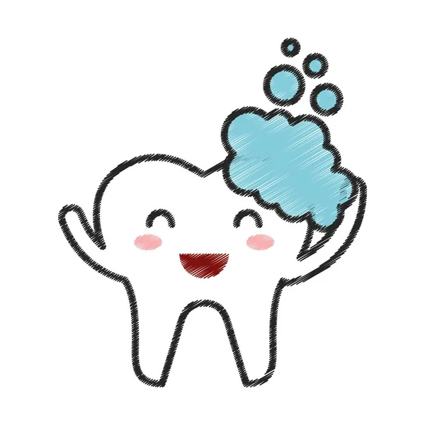 Gigi dengan ikon karakter pasta gigi - Stok Vektor