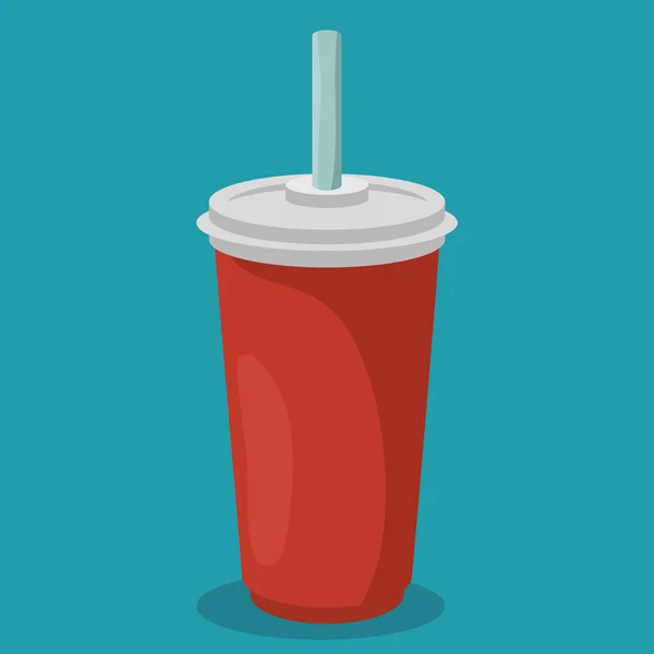 Vidrio de soda con paja — Vector de stock