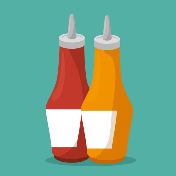 Sauces bottles isolated icon — Stock Vector