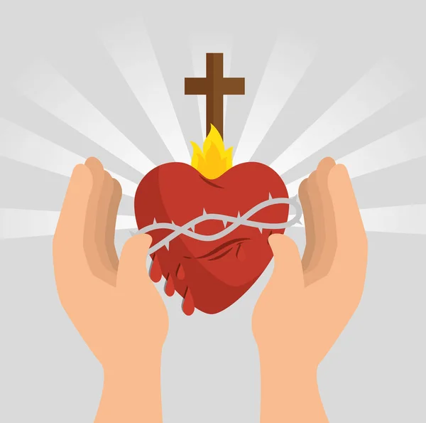 Heliga jesus hjärta ikon — Stock vektor