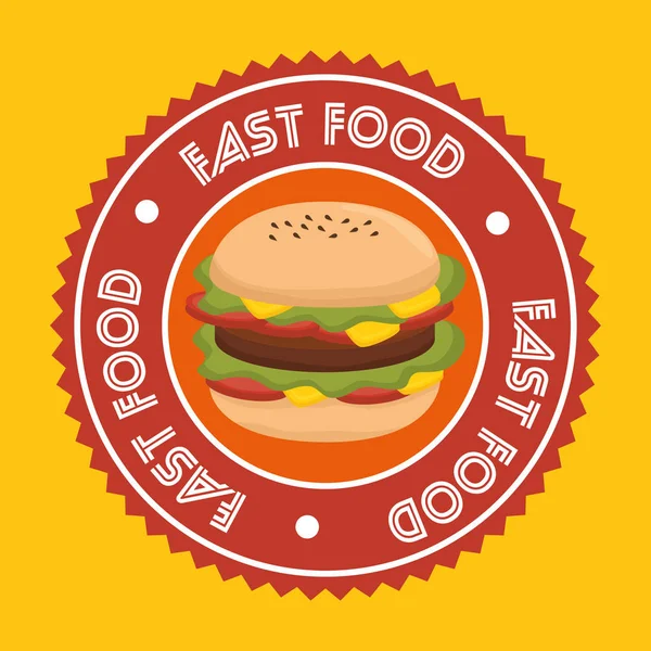 Hamburger fast food emblem — Stok Vektör