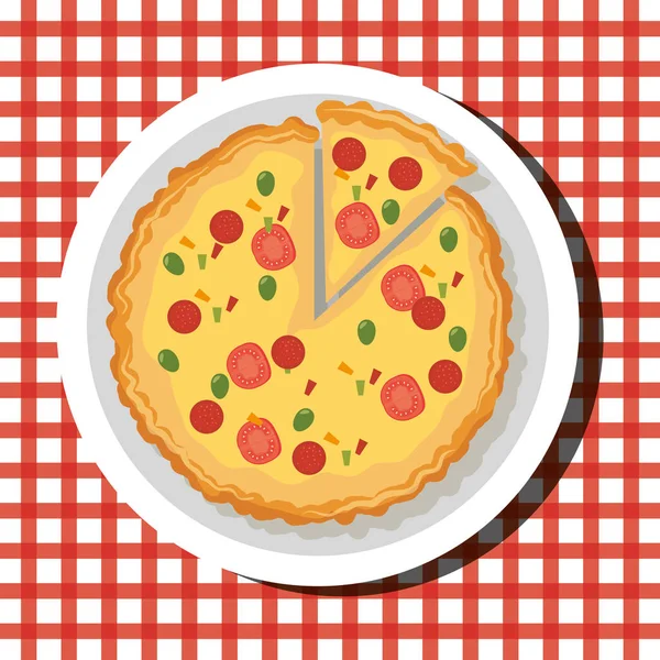 Lezzetli sıcak pizza embelm — Stok Vektör