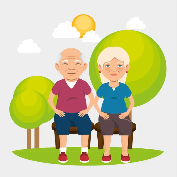 Grandparents with sport clothes — Stock Vector