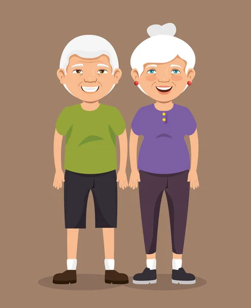 Бабушка и дедушка в спортивной одежде — стоковый вектор