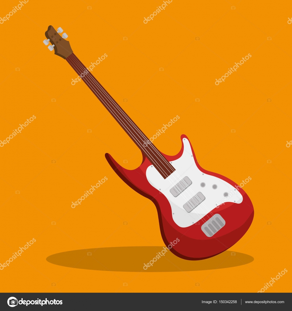 Vector, guitarra de dibujos animados, icono aislado en segundo plano