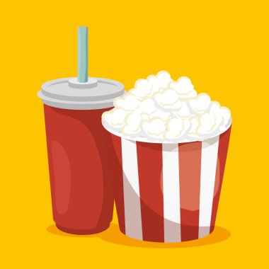 soda izole simgesi olan pop corn