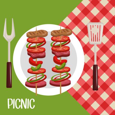 lezzetli piknik sahne simgeler