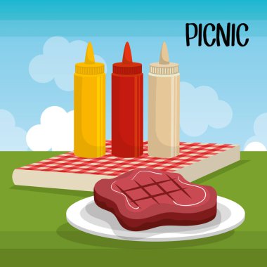 lezzetli piknik sahne simgeler