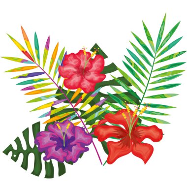 tropik çiçekler dekoratif kartı