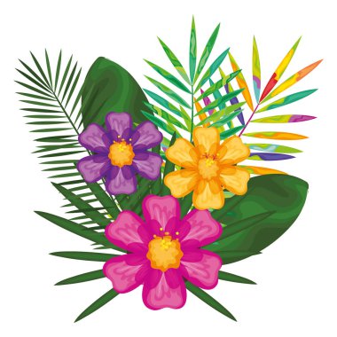 tropik çiçekler dekoratif kartı